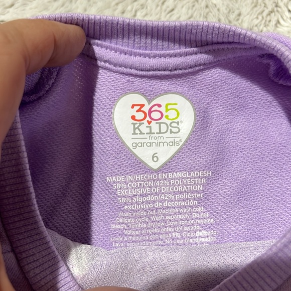 365 kid 6 lavander purple ruffled unicorn sweatshirt euc - Picture 3 of 4